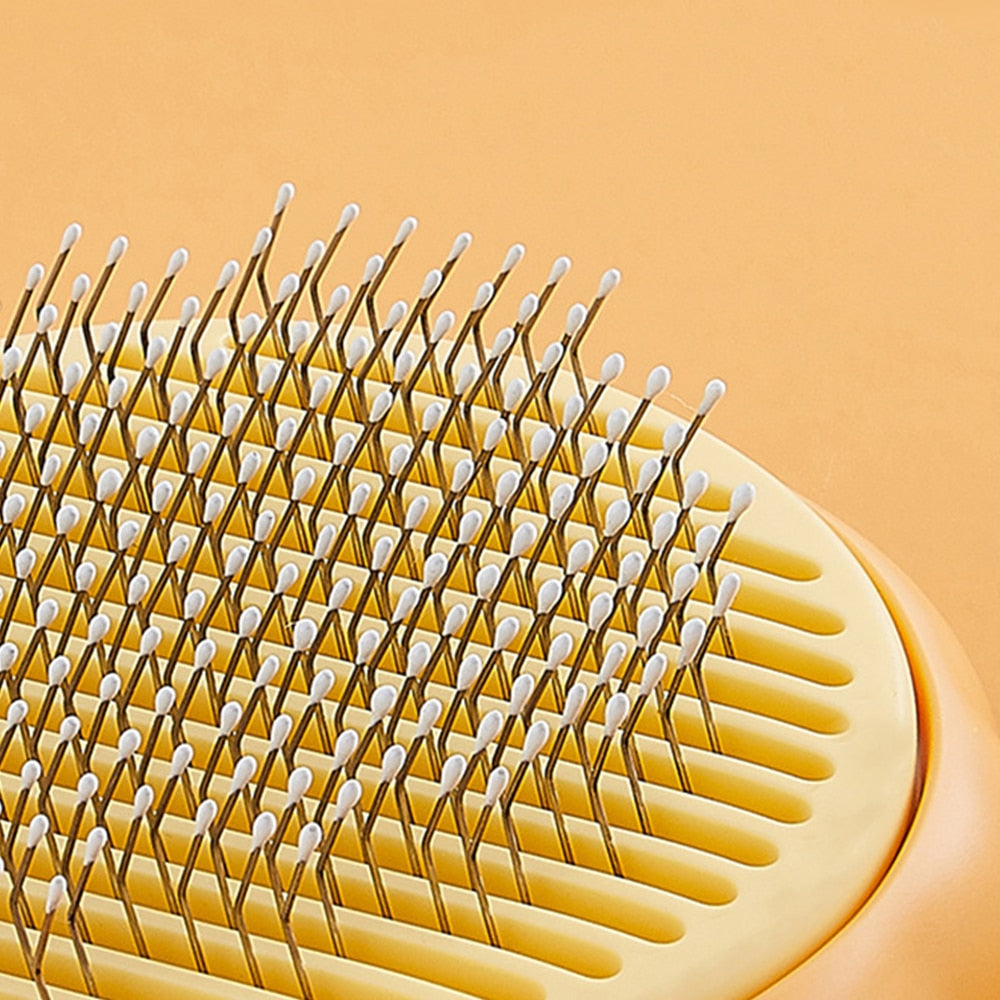Pet Hair Comb Grooming and Care Removes Hairs Cat and Dogs Pumpkin Pet Brush Self Cleaning Slicker Brush for Shedding Dog Cat - anconmall