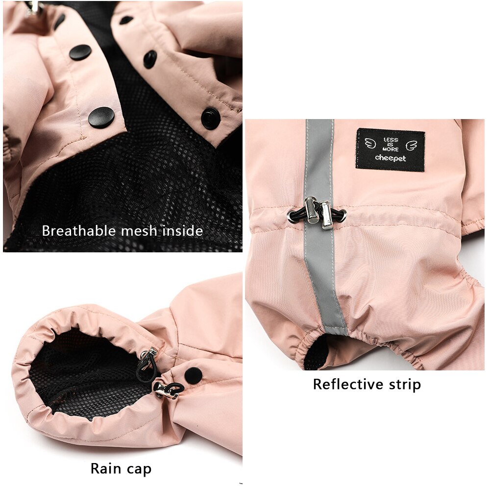 Dog Raincoat Hoodie with Adjustable Drawstring Lightweight Reflective Dog Rain Jacket with 4 Legs Rainwear for Small Pet Dog Cat - anconmall