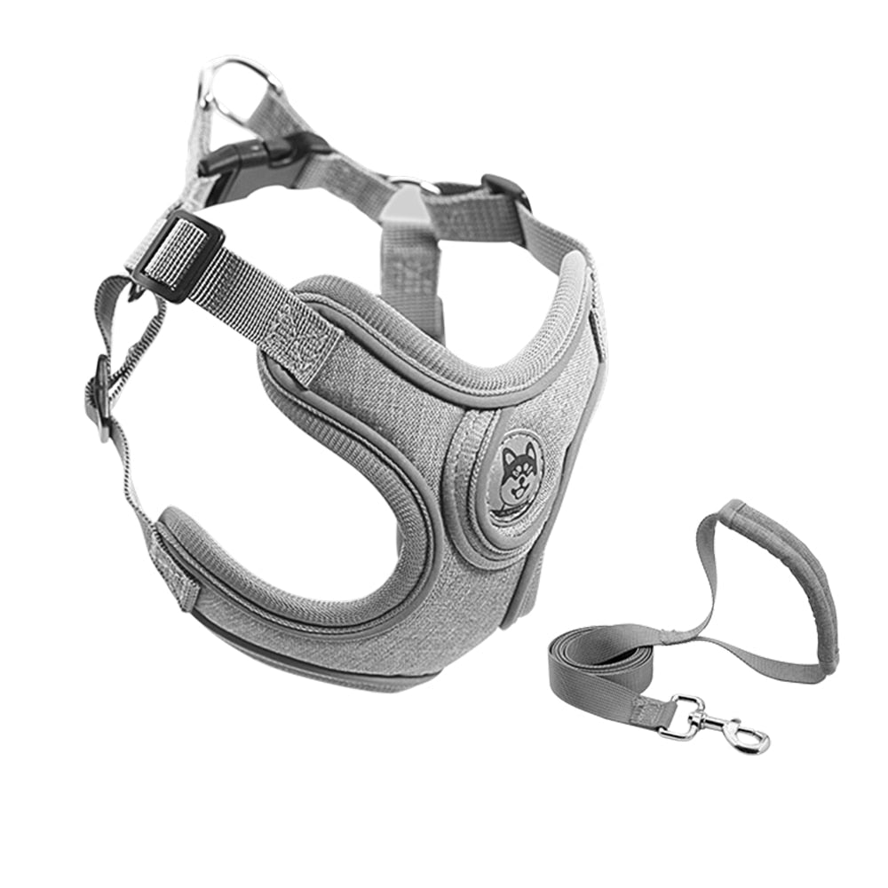 Dog Harness Leash Set No Pull Nylon Vest Harnesses Reflective Chest Strap Leads for Small Large Dogs Teddy, Pug, French Bulldog - anconmall