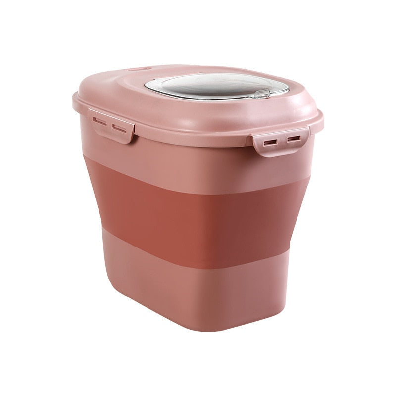 Foldable Large Capacity Pet Cat Dog Food Storage Box with Lid Damp Proof Multifunctional Sealed Bucket Grain Storage Container - anconmall