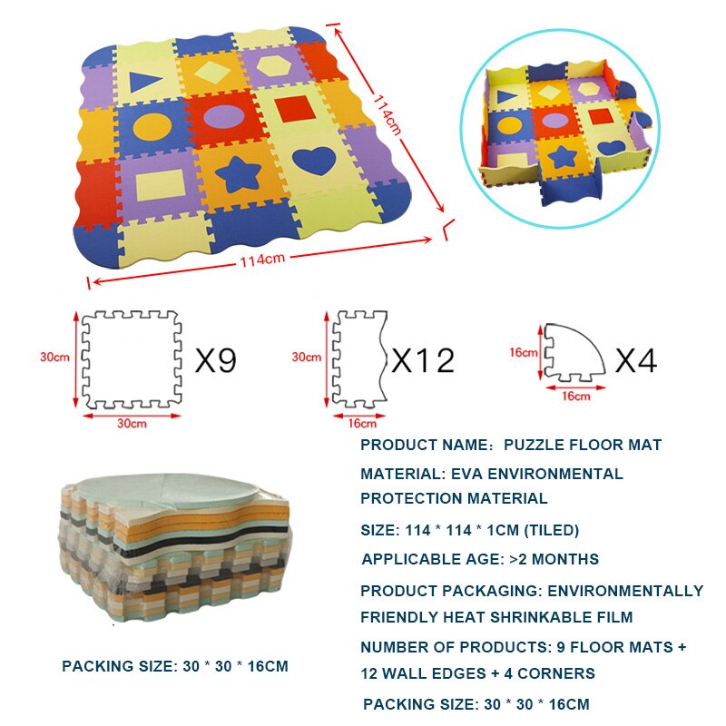 EVA Foam Play Mat with Fence Baby Puzzle Jigsaw Floor Mats Thick Carpet Pad For Kids Educational Toys Activity Pad Random Color