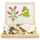 Wooden Kids Educational Learning Toys Magnetic Easel Double Side Dry Erase Board Puzzles Jigsaw Game Toys for Boys Girls