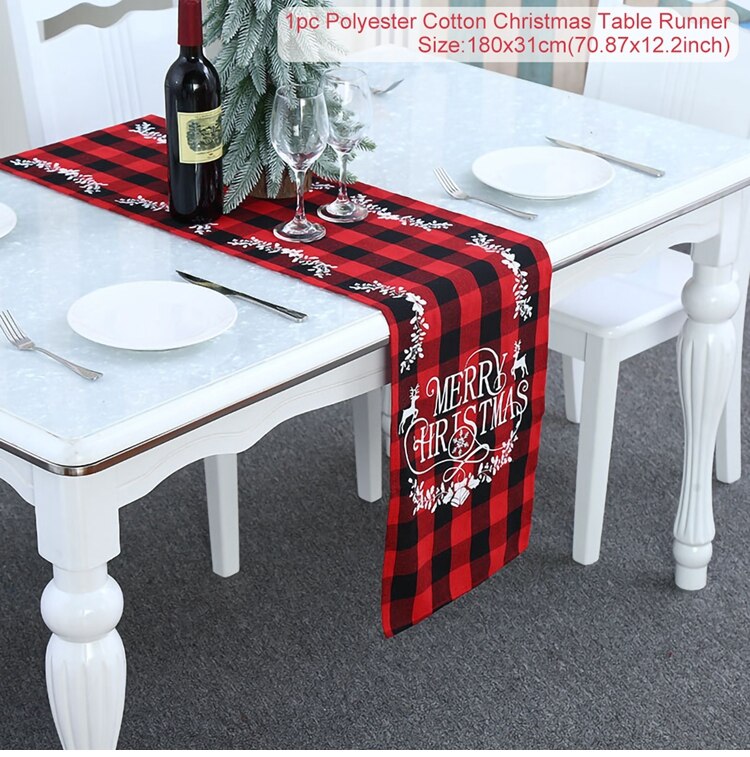 Christmas Elk Snowflake Table Runner Merry Christmas Decor For Home 2022 Xmas Ornaments Navidad Natal New Year's Decor 2023 - anconmall