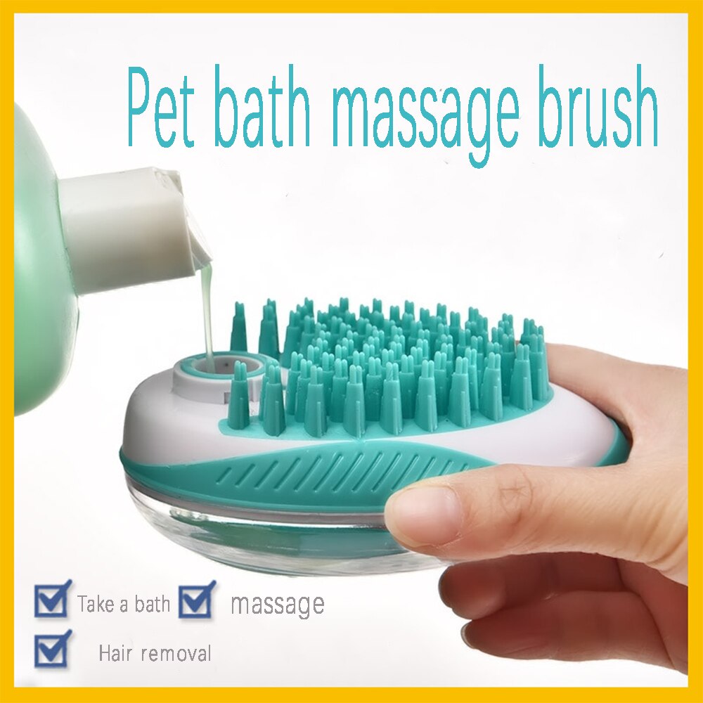 2-In-1 Pet Dog Bath Brush Pet SPA Massage Comb Soft Silicone Dogs Cats Shower Hair Grooming Cmob Dog Cleaning Tool Pet Supplies - anconmall
