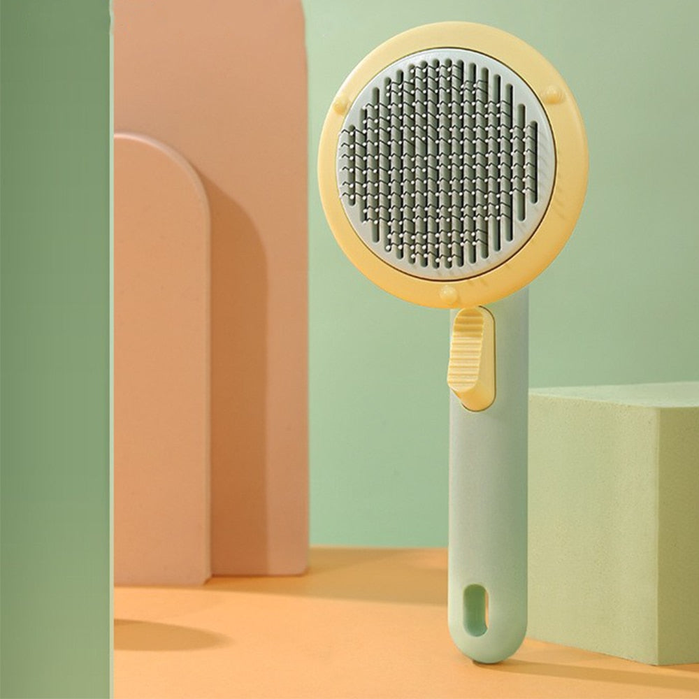 Pet Hair Comb Grooming and Care Removes Hairs Cat and Dogs Pumpkin Pet Brush Self Cleaning Slicker Brush for Shedding Dog Cat - anconmall