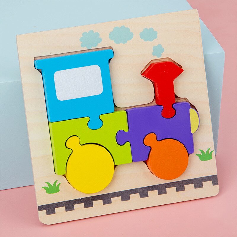Wooden 3D Puzzle Educational Toys Jigsaw Toys For Children Baby Cartoon Animal Puzzles Intelligence Kids Toy Board Games