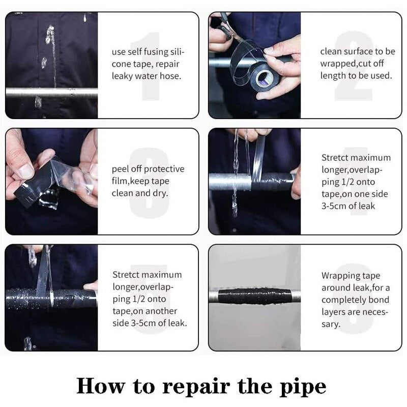 5x152cm Universal Super Strong Fiber Waterproof Silicone Tape Self-adhesive Stop Leaks Seal Repair Tape Self Fusing Wire Tapes