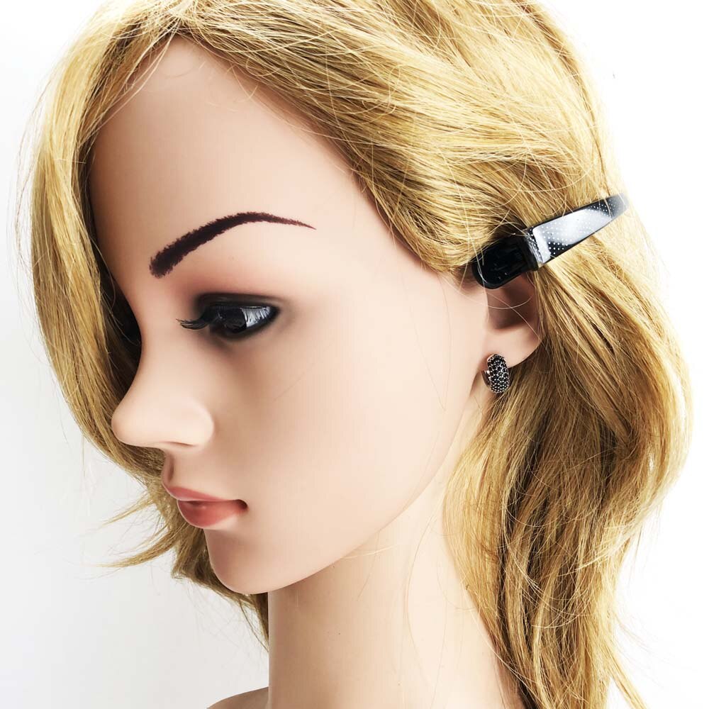 Black Creole Hinged Hoop Earrings Europe Vintage Fine Jewerly For Women Men Winter Gift In Real 925 Sterling Silver