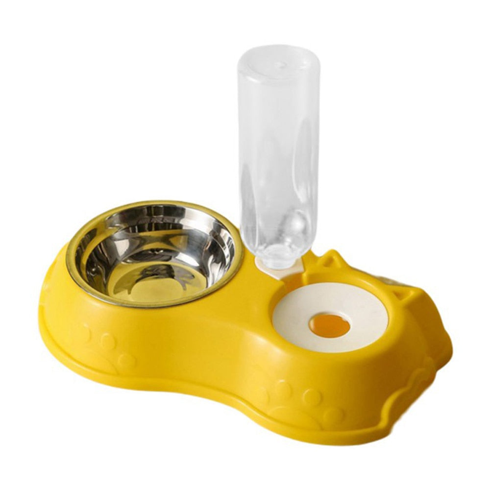Pet Bowl Three Bowl Automatic Feeder and Water Anti Overturning Pet Dog Moisture Proof Mouth Stainless Steel Bowl for Cats - anconmall