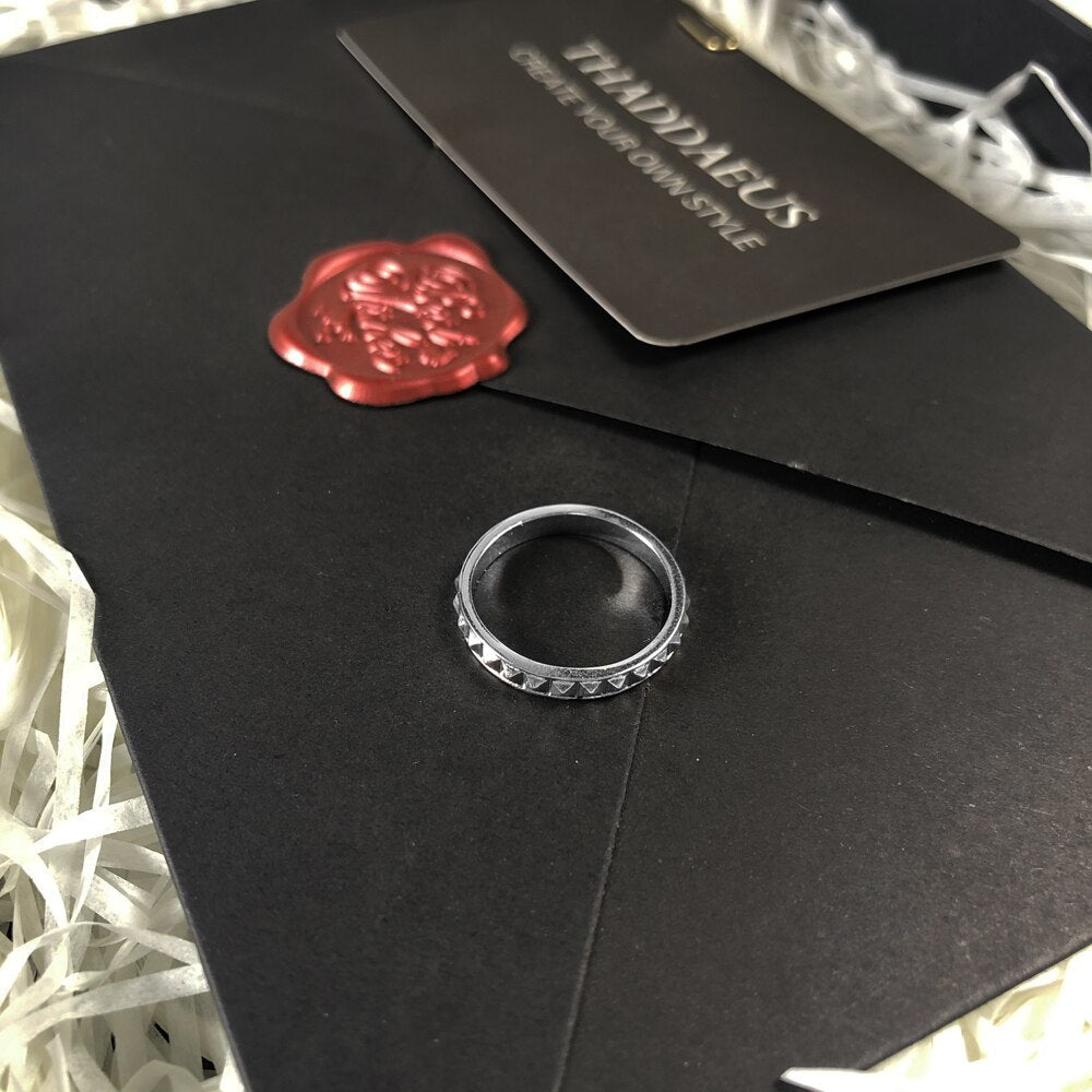 Studs Wedding Bands Ring,Europe Style Fine Jewerly For Women & Men Punk Gift In 925 Sterling Silver