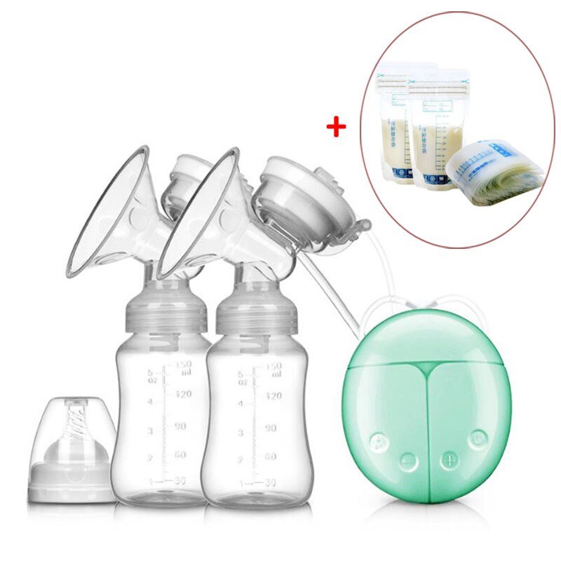Electric breast pump &amp; 30 pcs milk storage bag Feeding Breast Pumps Large Suction Breast Massage Milk Sucker Puller Milker Pump