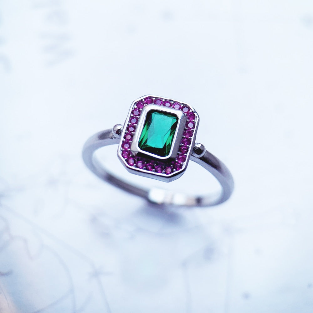 Ring Red And Green Stones,Fine Jewerly For Women,2022 Spring Brand New Personalised Gift In 925 Sterling Silver