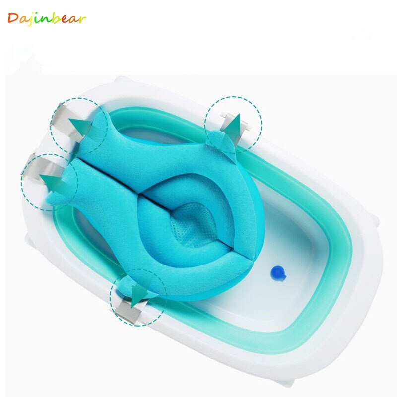 Baby Newborn Shower Bath Tub Pad Non-Slip Bathtub Net Bag Seat Support Mat Foldable Take Bath Pad Soft Comfort Body Cushion