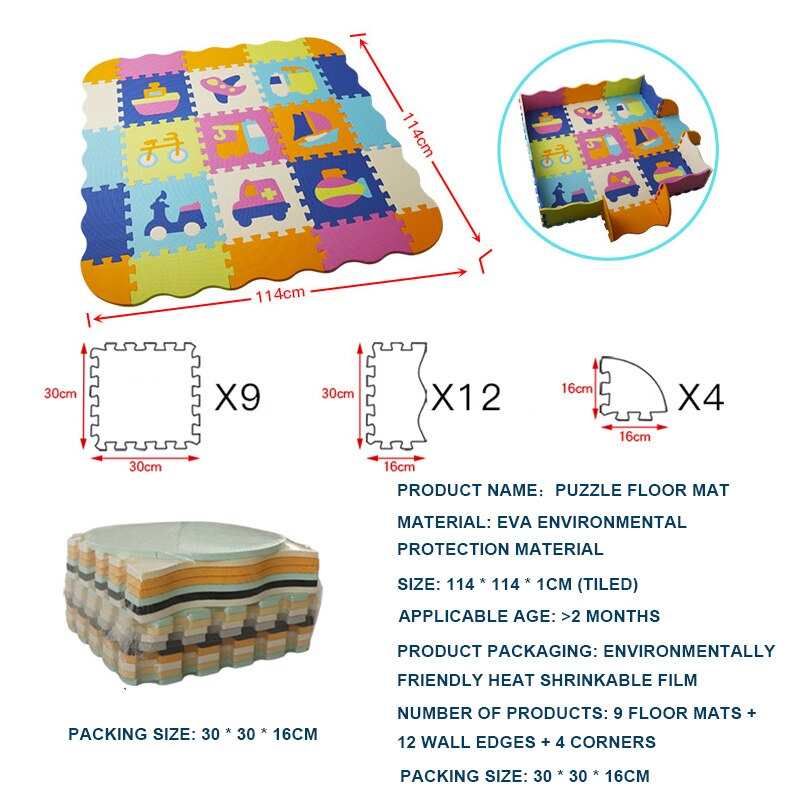 EVA Foam Play Mat with Fence Baby Puzzle Jigsaw Floor Mats Thick Carpet Pad For Kids Educational Toys Activity Pad Random Color