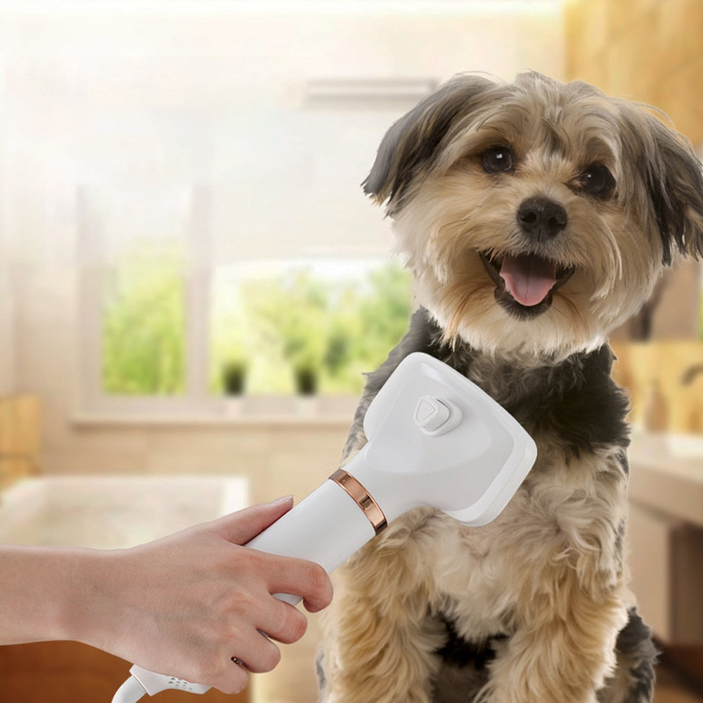 2 in 1 Portable Hair Dryer for Pet Dogs Cats One-Click Hair Removal Brush Comb Blow Dryer 3 Temperatures Low Noise Grooming Tool - anconmall