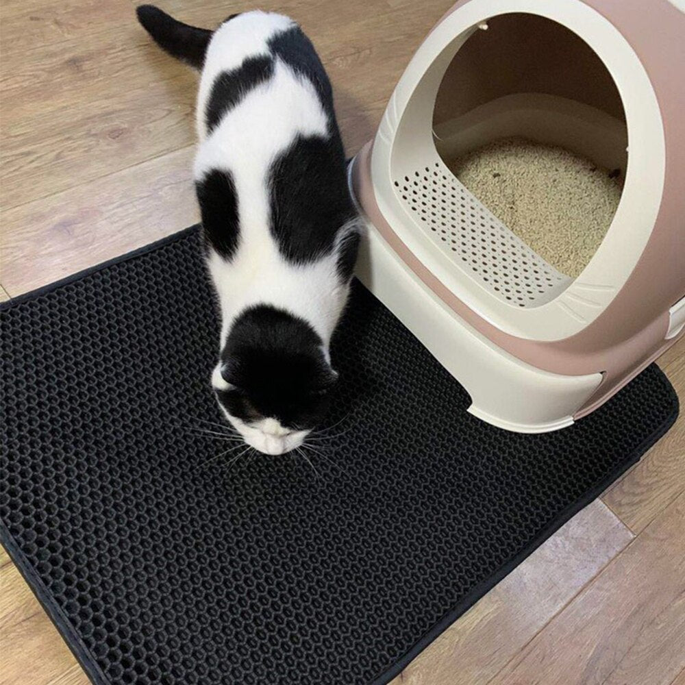 Cat Litter Tray Mat Waterproof EVA Double Layer Cat Self Cleaning Sandbox Pad Non Slip Pet Litter Box Mat For Cat Toilet - anconmall