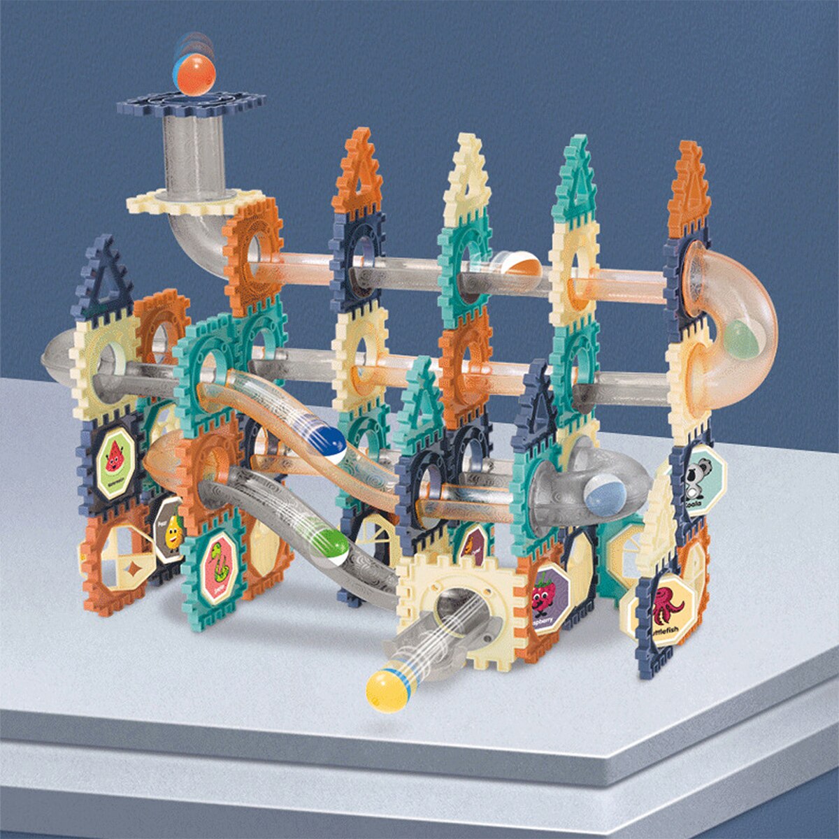 66-260PCS Marble Race Run Building Blocks Castle Children's Toys Rail Funnel Slide DIY Educational Brick Dominoes Children Gifts