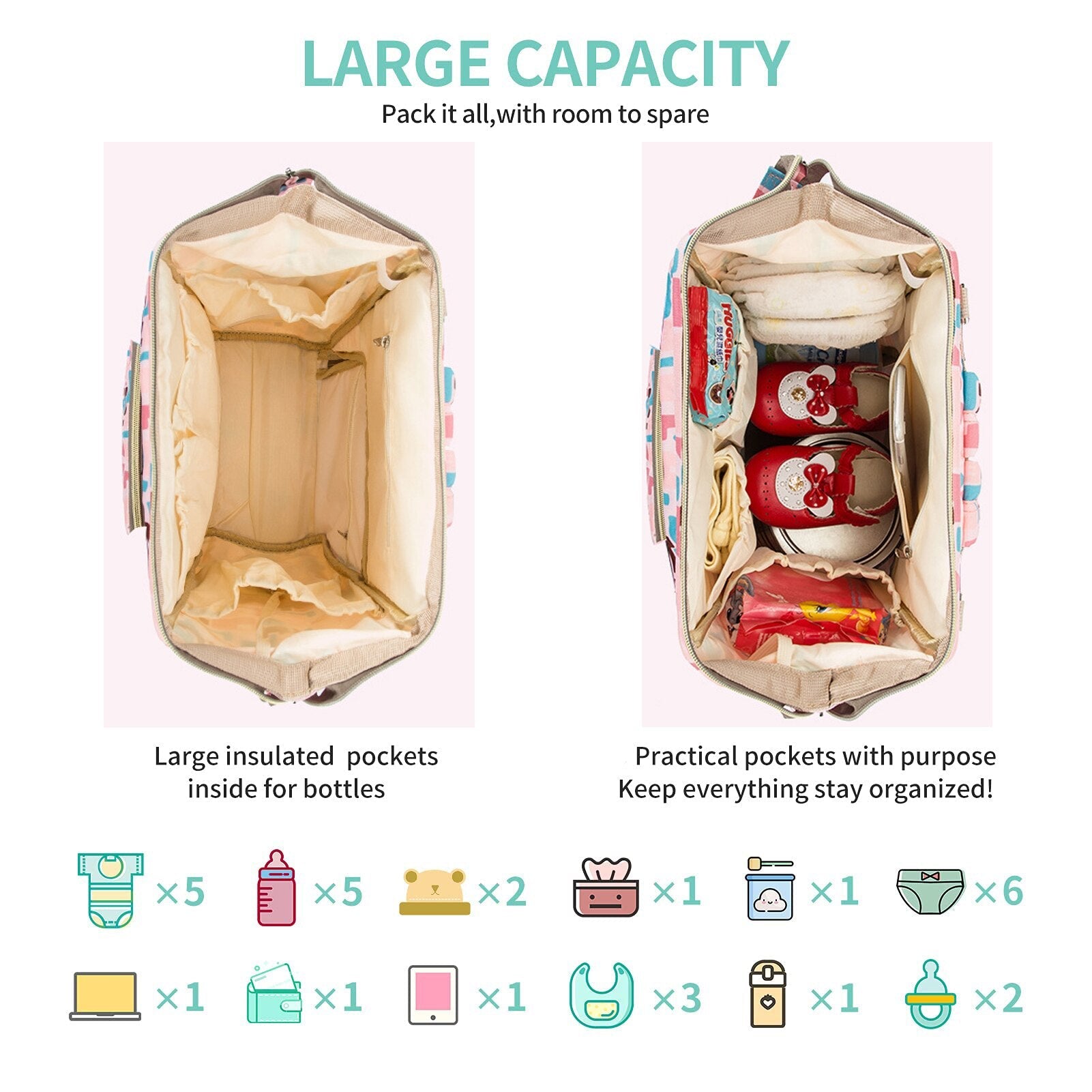 Multifunction Diaper Bag Backpack Waterproof Diaper Backpack for Mom and Dad Baby Nappy Bag Large Capacity Lightweight Size