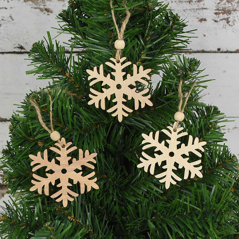 3pcs Vintage Christmas Wooden Pendants Ornaments DIY Wood Craft Christmas Decorations Christmas Tree Hanging Ornaments Gifts