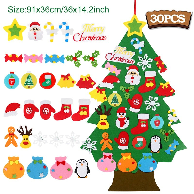 DIY Felt Christmas Tree Christmas Decoration for Home Navidad 2022 New Year Kids Gift Christmas Ornaments Santa Claus Xmas Decor - anconmall