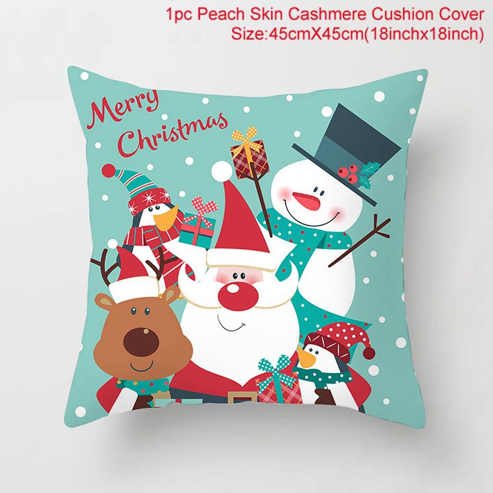 Santa Claus Christmas Cushion Cover Merry Christmas Decorations For Home Christmas Ornament Table Decor 2022 Xmas Gift New Year
