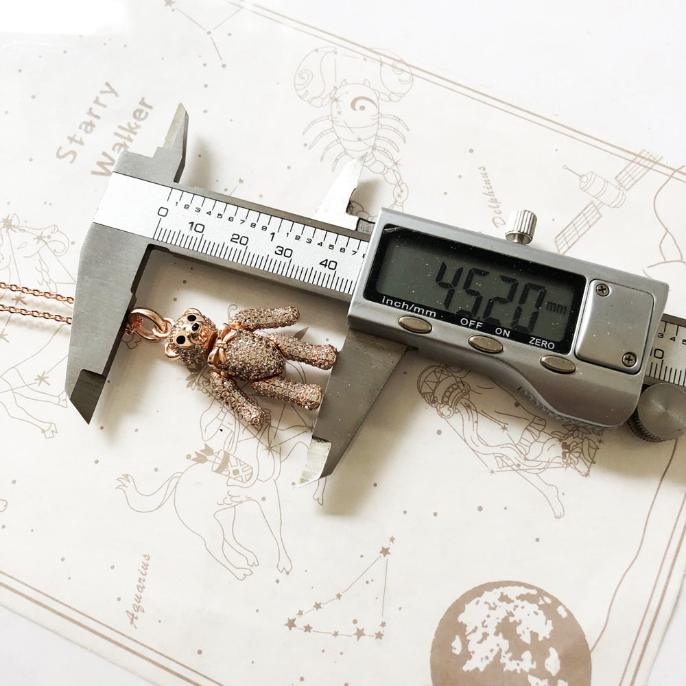 Necklace Rose Gold Teddy Bear Summer Brand New Cute Fine Jewelry Europe 925 Sterling Silver Gift For Women