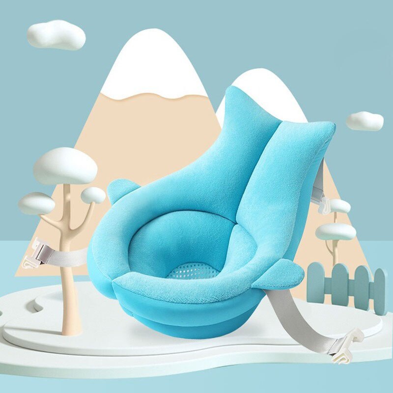 Baby Newborn Shower Bath Tub Pad Non-Slip Bathtub Net Bag Seat Support Mat Foldable Take Bath Pad Soft Comfort Body Cushion