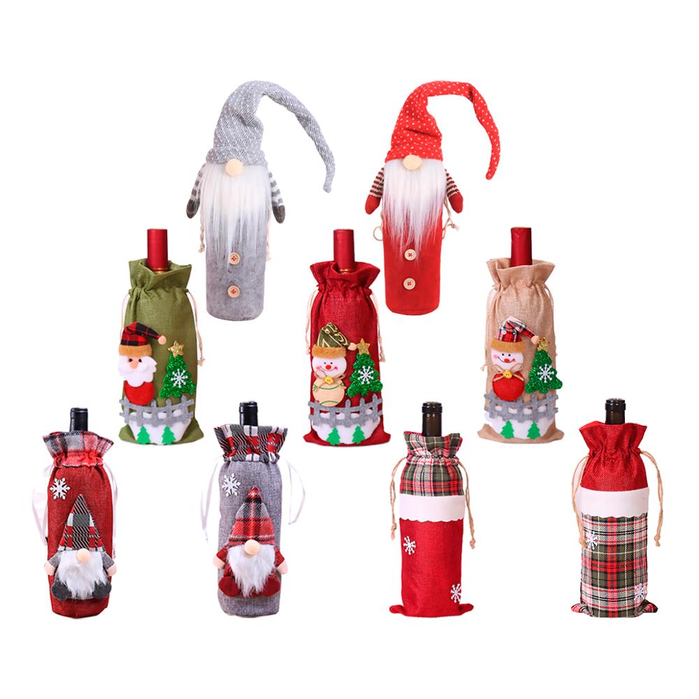 Christmas Wine Bottle Cover Merry Christmas Decorations For Home 2022 Christmas Ornament New Year 2023 Xmas Navidad Natal Gifts