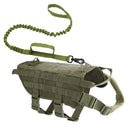 Dog Harness Vest with Leash Adjustable Nylon Military Tactical Hound K9 Training Patrol for Small Medium and Large Dogs Shepherd - anconmall