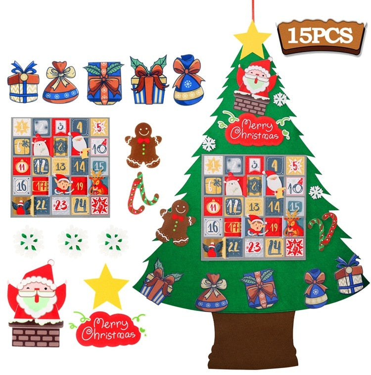 DIY Felt Christmas Tree Christmas Decoration for Home Navidad 2022 New Year Kids Gift Christmas Ornaments Santa Claus Xmas Decor - anconmall