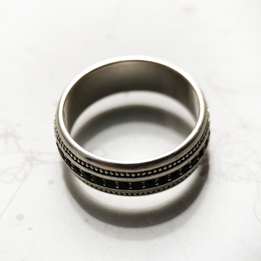 Black CZ Lane Ring,Europe Style Vintage Jewelry Fine Jewerly Gift For Men And Women In 925 Sterling Silver