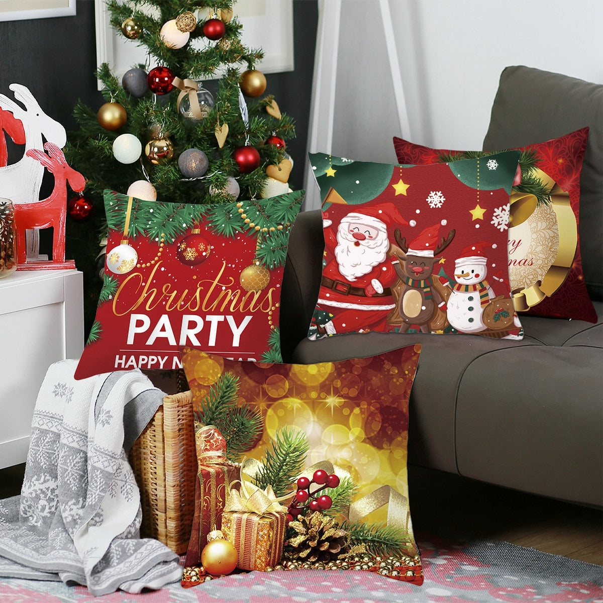Christmas Cushion Cover Merry Christmas Decorations for Home 2022 Christmas Ornament Xmas Gifts Navidad Noel Happy New Year 2023