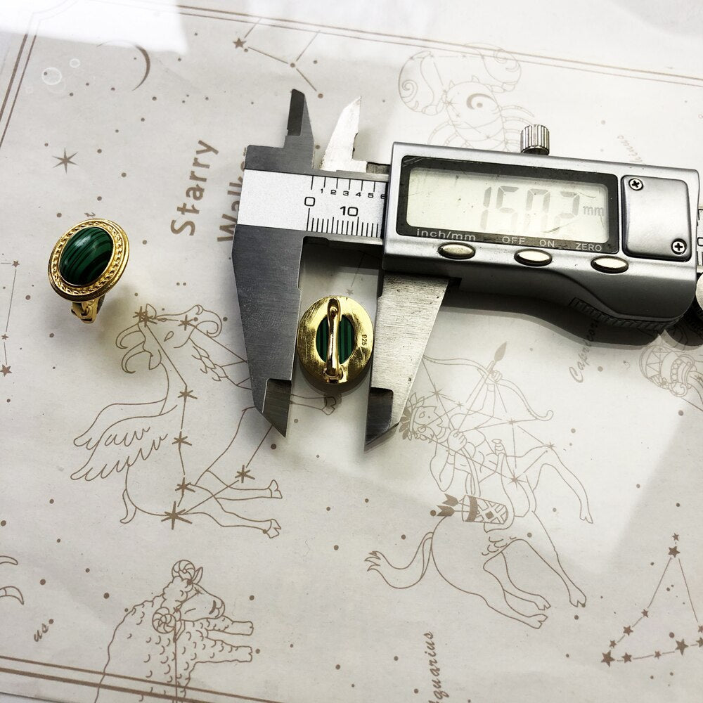 Green Oval Stone Golden Studs Earrings,Europe Style Fine Jewerly For Women Brand New Vintage Gift In 925 Sterling Silver