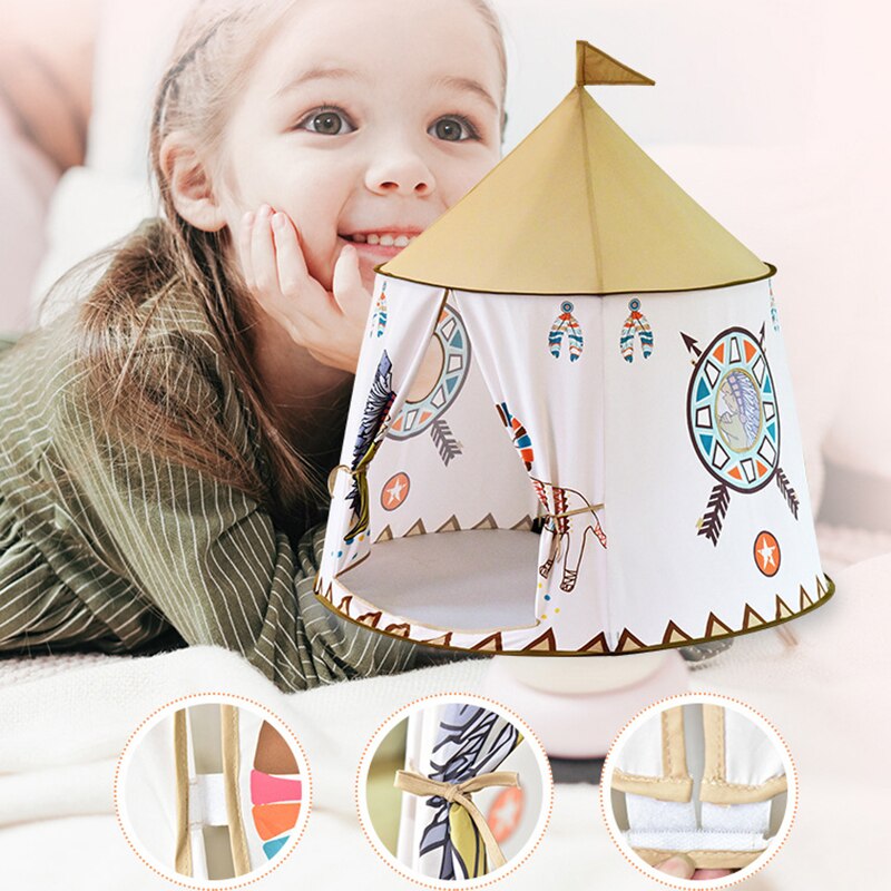 Kid Tent Portable Princess Castle Children Tent Teepee Foldable Play House Toys Tent Birthday Christmas Gift