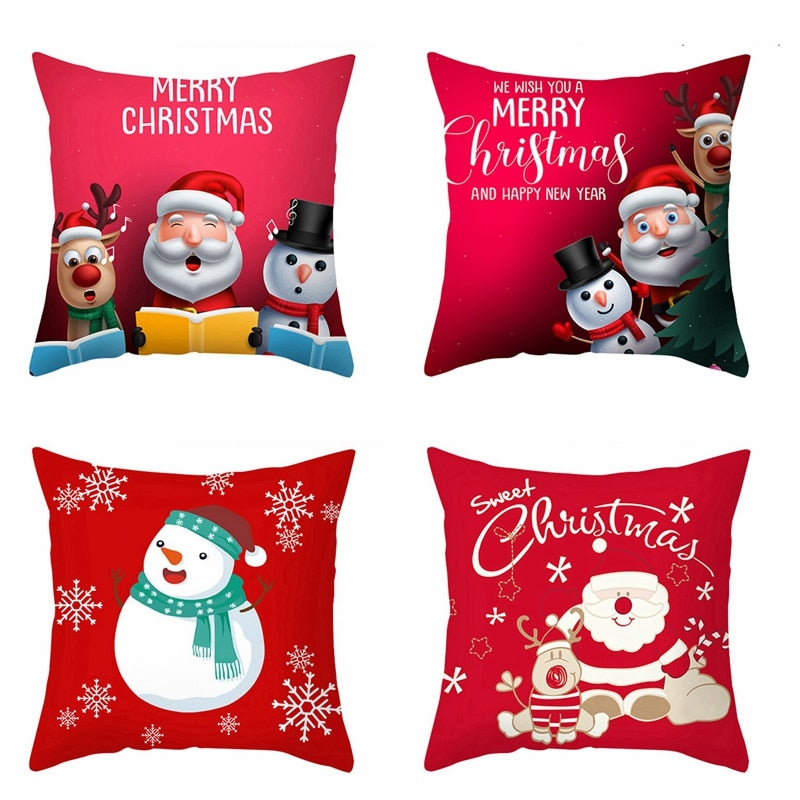 Christmas Cushion Cover Merry Christmas Decor For Home Santa Claus Christmas Ornament Xmas Gift Navidad 2022 Happy New Year 2023