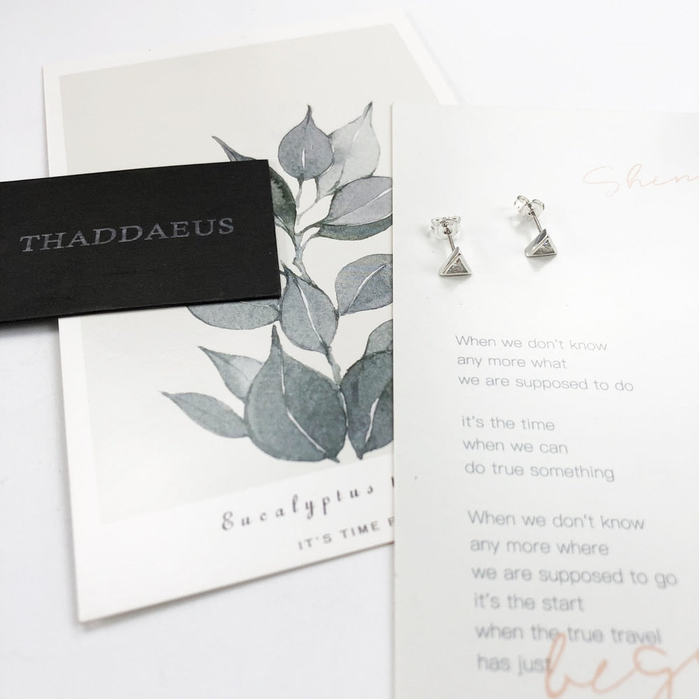 Triangle White Stud Earrings,Europe Style Glam Fashion Good Jewerly For Women,2018  Gift In 925 Sterling Silver,Super Deals