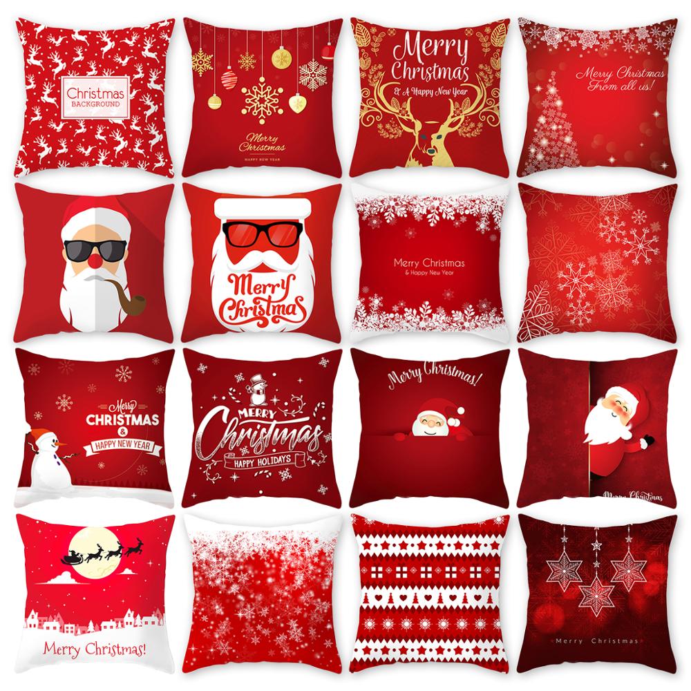 Santa Claus Christmas Cushion Cover Merry Christmas Decorations For Home Christmas Ornament Table Decor 2022 Xmas Gift New Year