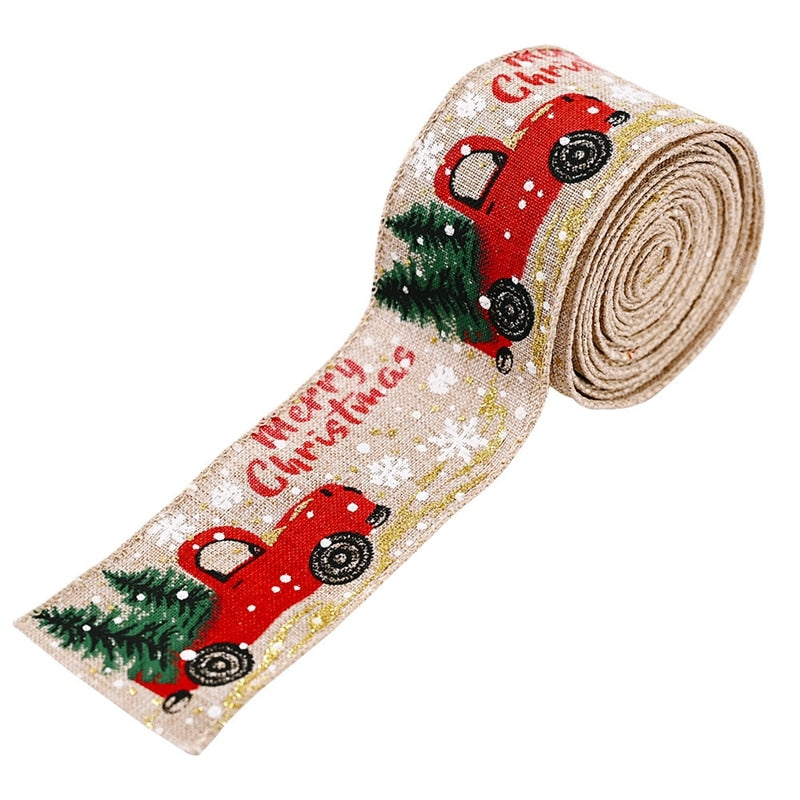 5M Merry Christmas Burlap Ribbons DIY Gift Wrapping Wedding Party Decoration for Home Christmas Tree Ribbon Garland Wreath Bows