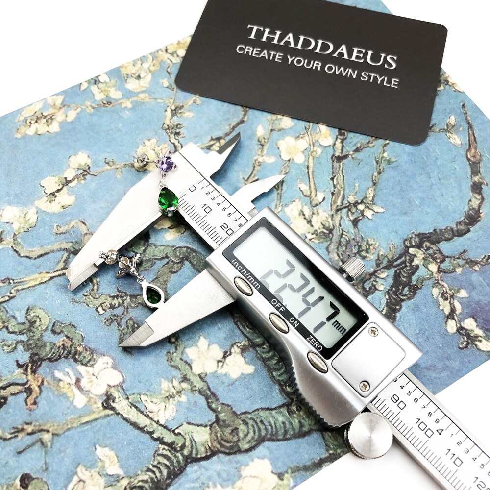 Ear Studs Green Drop With Purple Star Geometrical Jewerly For Women Summer New Bohemia Positive Gift In 925 Sterling Silver