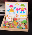 Wooden Kids Educational Learning Toys Magnetic Easel Double Side Dry Erase Board Puzzles Jigsaw Game Toys for Boys Girls