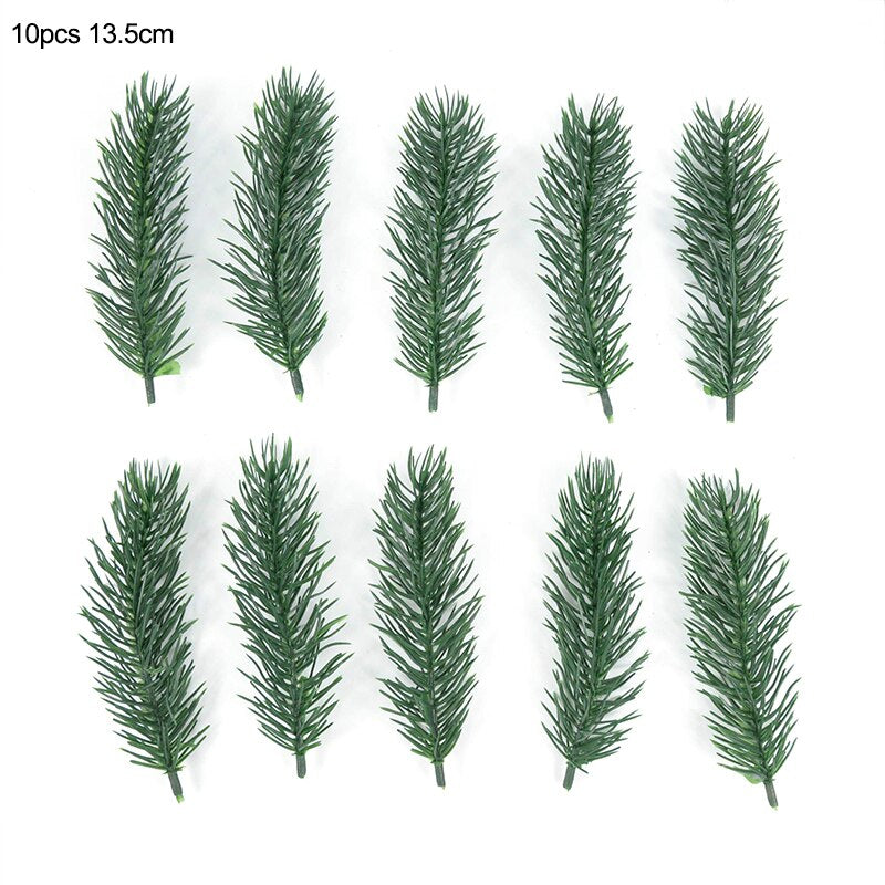 10/20pcs Artificial Pine Branches Needle Fake Plants Christmas Wreath Garland Decorations for Home Xmas Tree Ornament DIY Craft