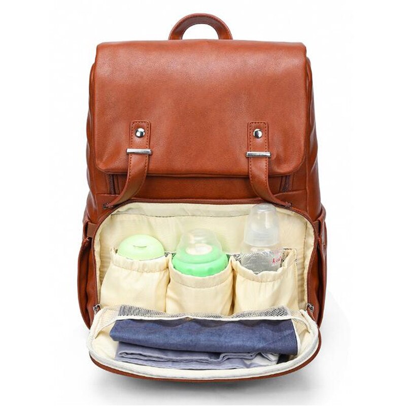 Large PU Diaper Bag Backpack Thermal Insulation Mommy Travel Maternity Backpack Nappy Changing Bag Stroller Baby Bags OEM