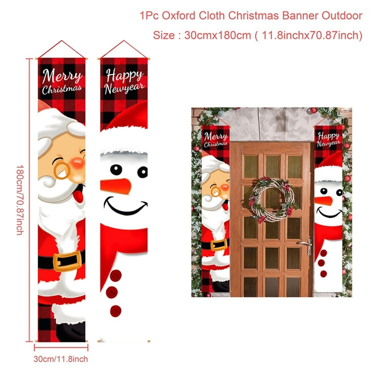Santa Claus Door Banner Christmas Decor For Home 2022 Merry Christmas Decor Xmas Ornament Navidad Noel Happy New Year 2023 - anconmall