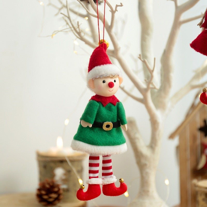 New Year 2023 Christmas Elf Doll Ornaments Xmas Tree Hanging Pendant Navidad 2022 Santa Kids Gift Christmas Home Decoration