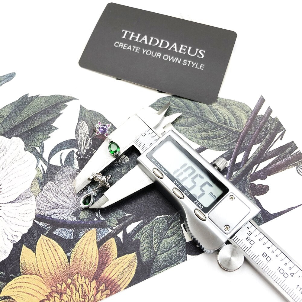 Ear Studs Green Drop With Purple Star Geometrical Jewerly For Women Summer New Bohemia Positive Gift In 925 Sterling Silver