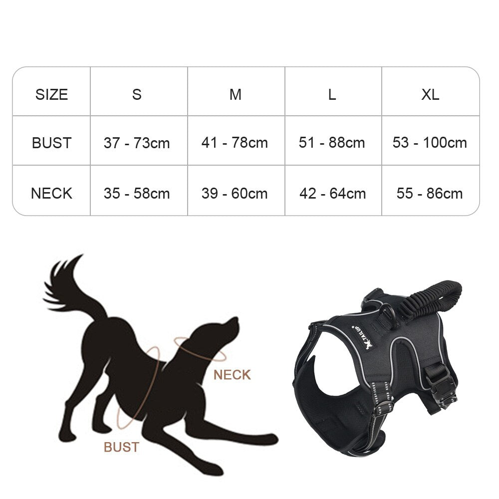 1000D Oxford Cloth Dog Harness with Elastic Handle Adjustable Dog Vest Walk Harnesses for Medium and Large Dogs German Shepherd