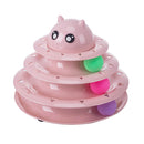 Funny Cat Toys 3-Tiers Interactive Pet Turntable Kitten Ball Toy Track Ball Tower with 3 Rollers for Kitten Toy - anconmall