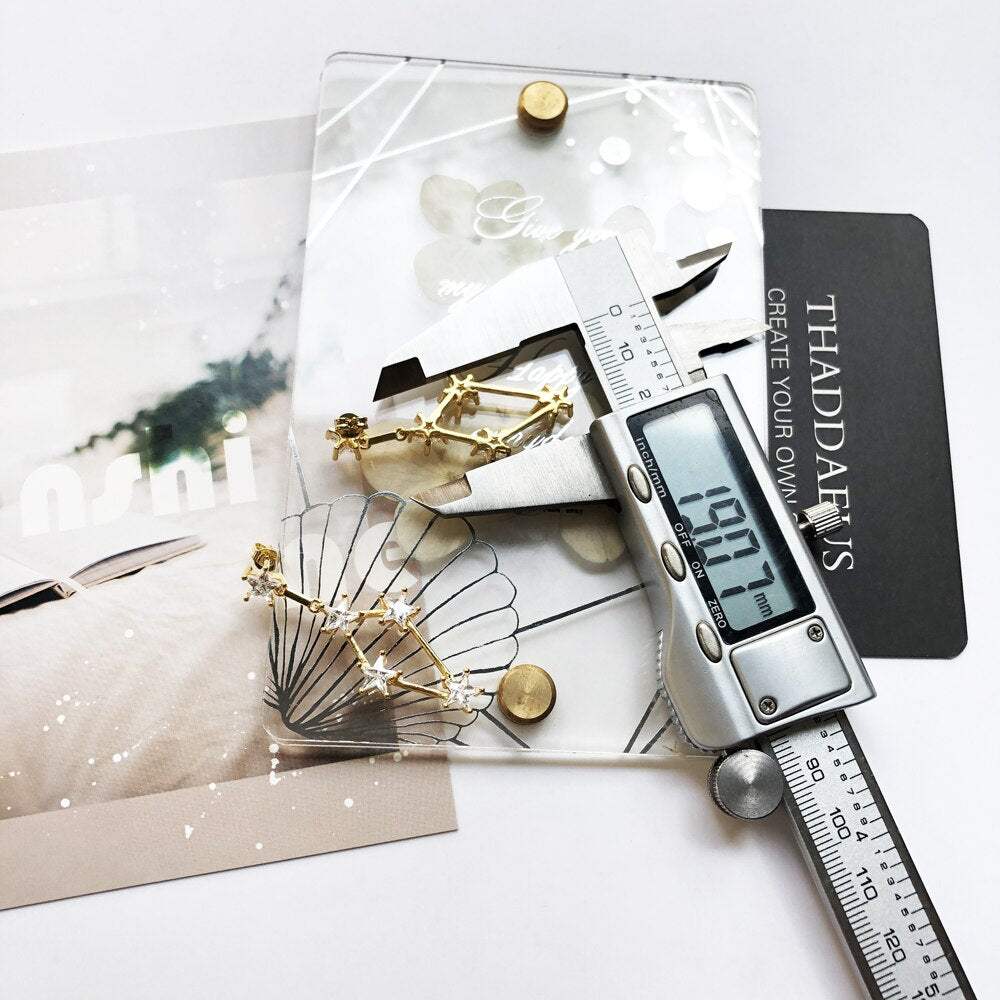 Golden Dreamlike Stars Drop Earrings Fine Statement Jewerly For Women Summer Brand New Gift In 925 Sterling Silver