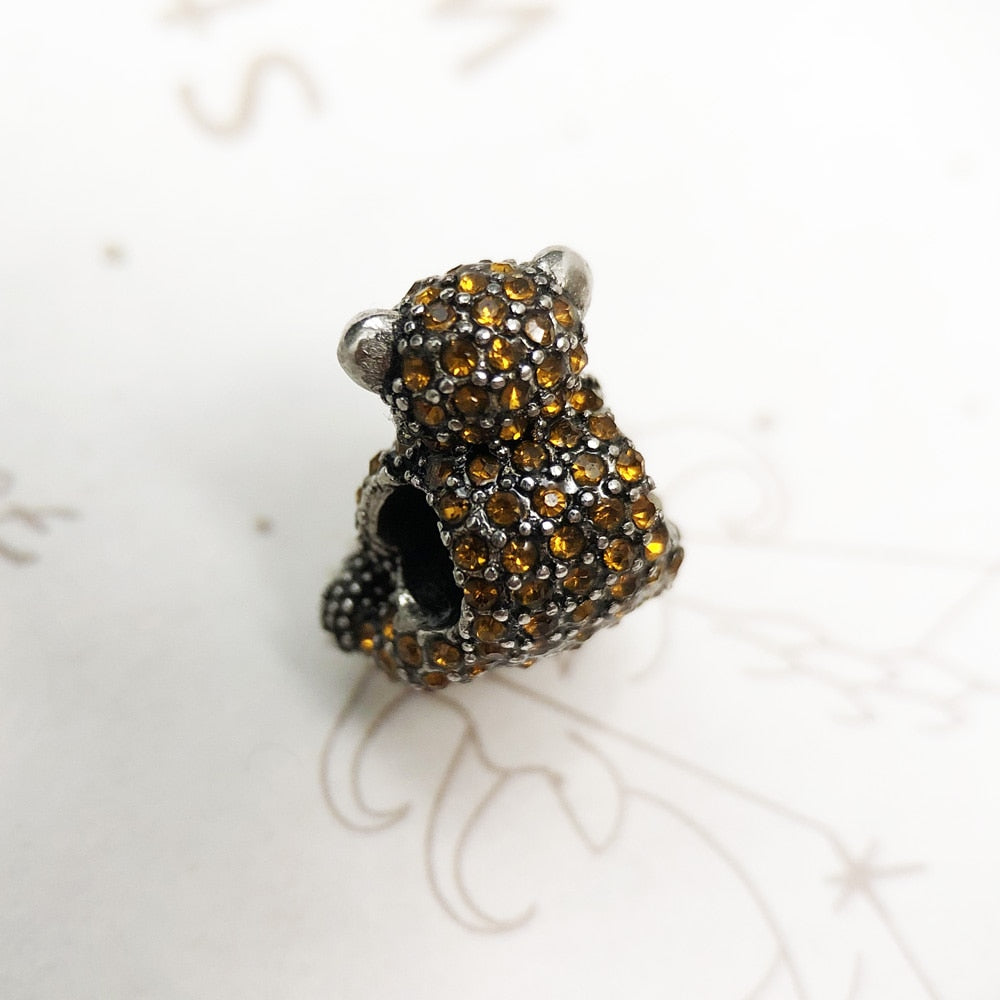 Beads Brown Teddy Bear 925 Sterling Silver Charm Europe Jewelry Cute Gift For Women & Men