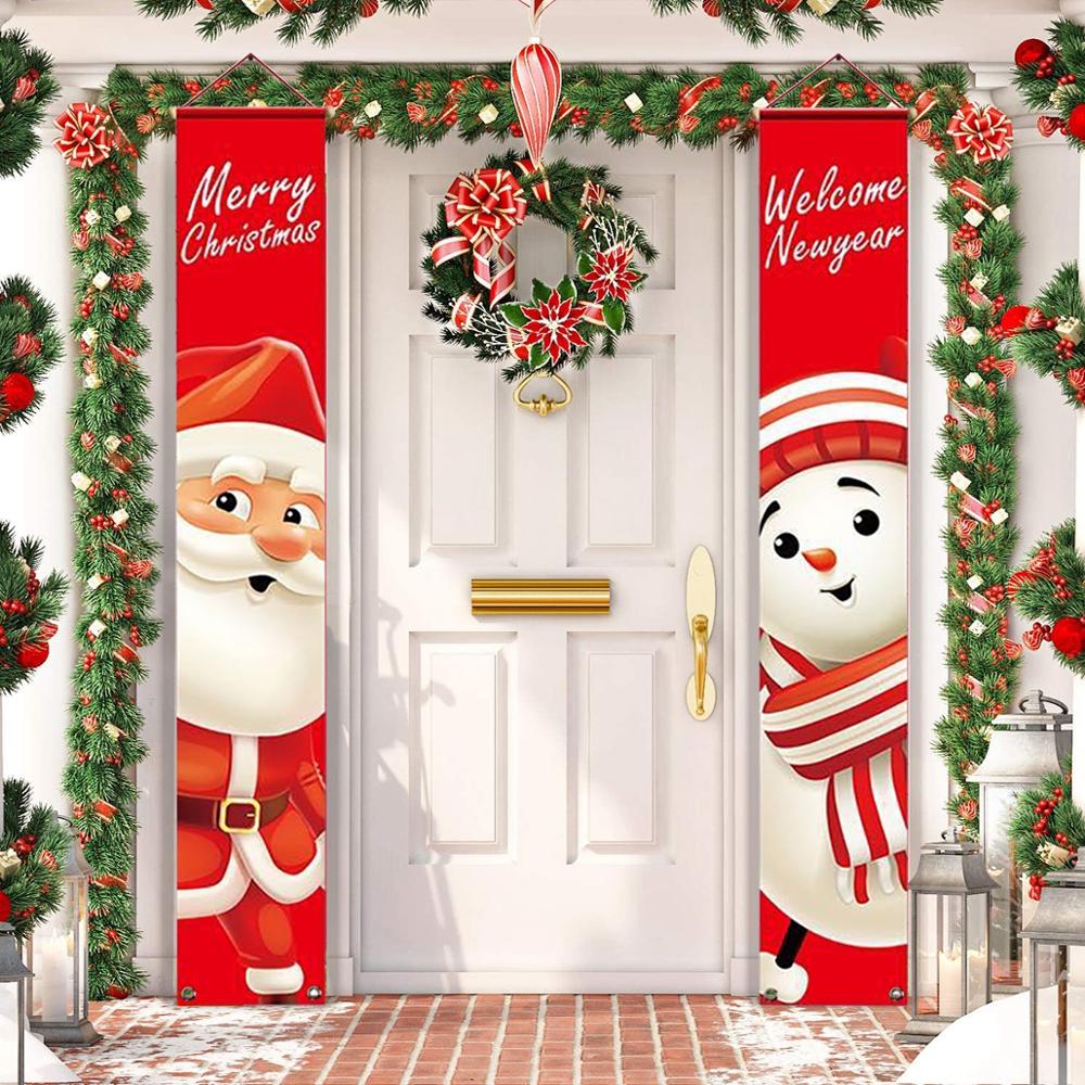Santa Claus Christmas Banner Merry Christmas Decor For Home 2022 Christmas Ornaments Door Decor Xmas Navidad Noel Gifts New Year